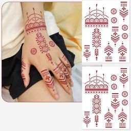 S.A.V.I 2 Sheets - Red Mehndi Style Temporary Tattoo Stickers for Women & Girls-image-100