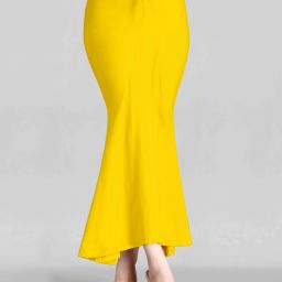 DRESQUE STORE Flared Saree Shapewear Lemon Yellow (L) Lycra Blend Petticoat-image-15