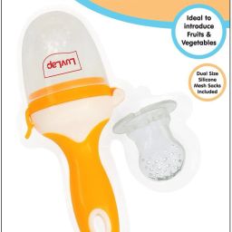 Silicone Food/Fruit Feeder with handle, Extra Mesh, Soft Pacifier/Feeder, Teether for Baby, Infant, Orange Feeder-image-10
