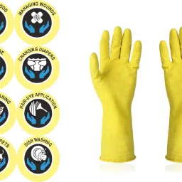 Chemical Resistant Latex Rubber Gloves,Heavy Duty Work Industrial Glove for Lab, Safety & Construction Job - 1 PairStandard 13" Reusable set. Household Multi-Purpose Glove, Large (1 Pair) (1) Latex Safety Gloves-picture-15