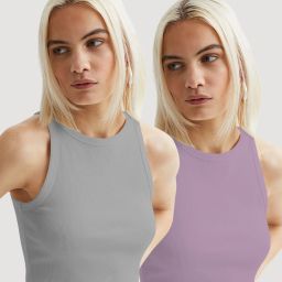 Pack of 2 Casual Sleeveless Solid Women Grey, Purple Top-image-74
