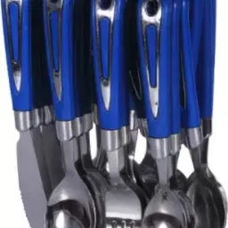 Cutlery Set for Dining Table with Stand - 24 Pcs.(Blue) Disposable Stainless Steel Cutlery Set-image-83