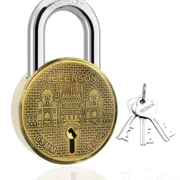 ROUND 65 MM LOCK | DOUBLE LOCKING | 8 LEVERS (PACK OF 1) PADLOCK (GOLD) Padlock-5