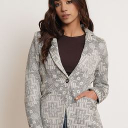 Purple State Women Self-Design Slim-Fit Pure Cotton Single-Breasted Casual Blazer-image-80