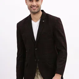 SHOWOFF Printed Notched Lapel Slim Fit Cotton Single Breasted Blazer-picture-49