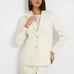 GUESS Self-Designed Notched Lapel Collar Single-Breasted Casual Blazer-picture-54