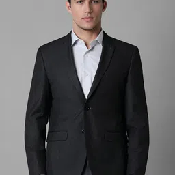 Louis Philippe Textured Notched Lapel Collar Slim-Fit Single-Breasted Formal Blazer-image-85