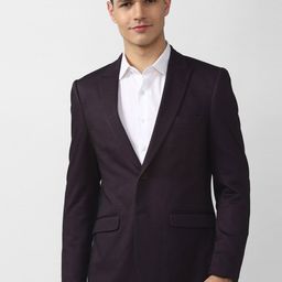 Peter England Elite Men Black Solid Slim-Fit Blazer-45