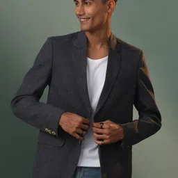 SHVAAS by VASTRAMAY Checked Slim-Fit Single-Breasted Casual Blazer-image-21