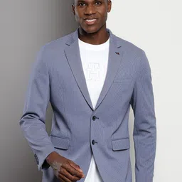 Tommy Hilfiger Striped Notched Lapel Collar Single Breasted Blazer-image-10