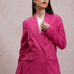 CHIC BY TOKYO TALKIES Notched Lapel Oversize Longline Double Breasted Blazers-image-99