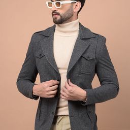 Crimsoune Club Textured Notched lapel Single Breasted Blazer-image-37