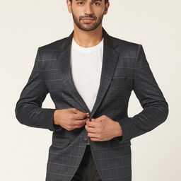 MR BUTTON Men Checked Slim-Fit Single-Breasted Blazer-picture-39