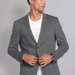 AD By Arvind Textured Single-Breasted Slim-Fit Formal Blazer-image-72