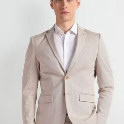 Arrow Slim-Fit Textured Notched Lapel Collar Single-Breasted Formal Blazer-picture-17