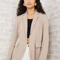 Styli Women Open Front Regular Fit Longline Blazer-20