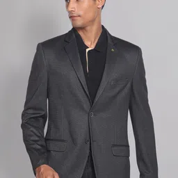 AD By Arvind Men Textured Single-Breasted Slim-Fit Formal Blazer-image-6
