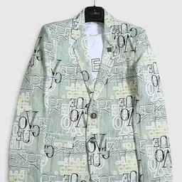 CAVIO Boys Typographic-Printed Pure Cotton Single-Breasted Blazer With Crew-Neck T-Shirt-image-45