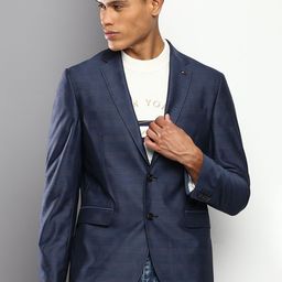 Tommy Hilfiger Men Navy Blue Striped Single-Breasted Blazer-33