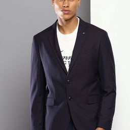 Tommy Hilfiger Men Navy Blue Solid Single-Breasted Casual Blazer-picture-34