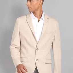 AD By Arvind Slim Fit Notched Lapel Collar Single Breasted Formal Blazers-image-38