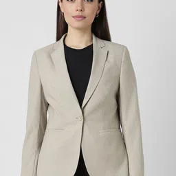 Van Heusen Woman Checked Notched Lapel Single Vent Single Breasted Formal Blazers-picture-52