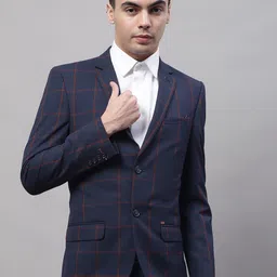 Cantabil Men Checked Single-Breasted Formal Blazer-picture-7