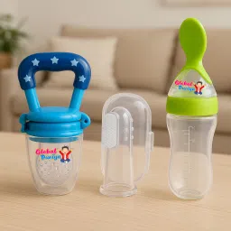 New Born Baby silicone fruit feeder/food feeder/ with Spoon bottlem+ Feeder-image-4