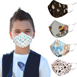 SUPER SAFETY 3 Layer Cotton Digital printed kids mask combo pack Reusable Washable Breathable Skin Friendly Soft Cotton Fabric Face Mask with Adjustable Ear loops for Boys Girls Children Babies (Anti Pollution Mask , Anti Viral Mask , Anti Bacterial Mask ) (School Mask , Outdoor Mask , Kids Party Mask) (Child Mask , Kids Mask 3 years, Kids Mask 4 years , kids Mask 5 years , kids mask 6 years , kids mask 7 years , kids mask 8 years , kids mask 9 years , kids mask 10 years up to 14 yrs ) DP-01 Digital Print Reusable, Washable Cloth Mask-4