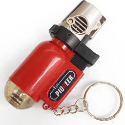 Refillable Cylindrical shaped Windproof Jet Flame Lighter with Fixed Fire Switch ( Red ) (Without Fuel - Empty Lighter) Pocket Lighter-2