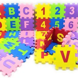 galactic New Foam Alphabet Puzzle Matt ABCD + Numbers 0 to 9 Flooring Mat | Set of 36 TilesFoam ABCD Matt Puzzle Non Toxic ( (Multicolored) (Multicolor) image 3