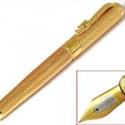 Premium Golden Dragon collection with Red Crystal Eyes Fountain Pen with Push in Style Ink Converter Fountain Pen-image-57