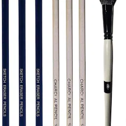3Pcs Soft Dark Charcoal Pencil + 3Pcs Eraser Pencil + Super Soft Blending Brush-20