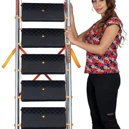 7 Step Orange Diamond Heavy-Duty Ladder Folding Ladder Made in India Mild Steel Ladder-picture-18