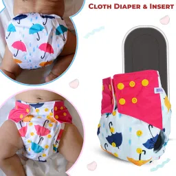 bembika Adjustable Leakproof Printed Diaper With insert Reusable for Babies (BE2667) - M image 2