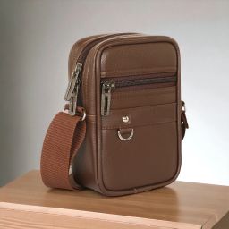 Brown Men Sling Bag - Medium Mini 7 inch Chest Slinger for Men Women | Boss sling bag men women | Crossbody Chest bags for boys girls | Small Leather side bag | Passport Document Small Pouch Sling | Sports Bike Trekking Hiking Travel Bag | Daily Use Mobile Messenger Bags.-image-32