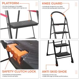 trendy 6 Step Heavy Duty Foldable Step Ladder with Anti-Skid Shoes and Extra Strong Steel Ladder image 3