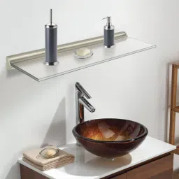 deco window Glass Fixed Bracket Wall Shelf In Silver Colour-picture-26