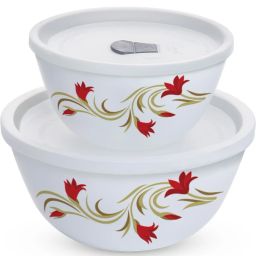 larah by borosil Opalware Mixing Bowl Red Lily image 2