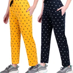 Pack of 2 Women Polka Print Multicolor Track Pants-image-47