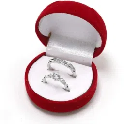Couple Rings | valentine Gifts | proposal Rings For Him & Her Alloy Silver Plated Ring Set-25