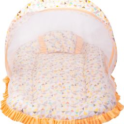 Mee Mee Cushioned Baby Bedding set, Mosquito net with Zip Closer and Neck Pillow Mattress Set 1 baby crib-5
