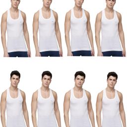 Pack of 8 Dollar Lehar Combed Cotton Men's White Vest Men Vest-image-53