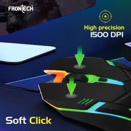 Frontech Wired USB Mouse with 3 Handy Buttons 1500 DPI MS-0067 Wired Ambidextrous Optical Mouse image 3