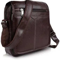 Brown Men Sling Bag Rexine / Pu Leather Sling Bag-image-3