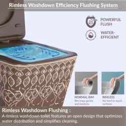 plantex Ceramic Commode for Toilet/Rimless Western Commode/Commode with Soft Closing Toilet Seat - P Trap - (LAS05, Brown) Western Commode image 5