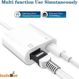 SCALEBEE Lightning to Ethernet Adapter 2 in 1 RJ45 LAN Network Adapter with Charge Port Lan Adapter image 2