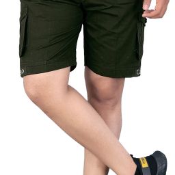 Solid Men Green Cargo Shorts-image-14