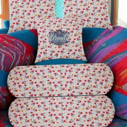 2 Bolster 3 Cushion Microfibre Floral Bolster Pack of 5-78