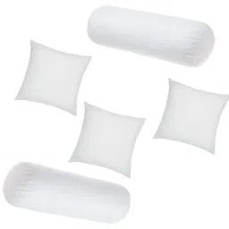 Classic Series Set Of 3 Cushion & 2 Microfibre Solid Bolster Pack of 5-image-10